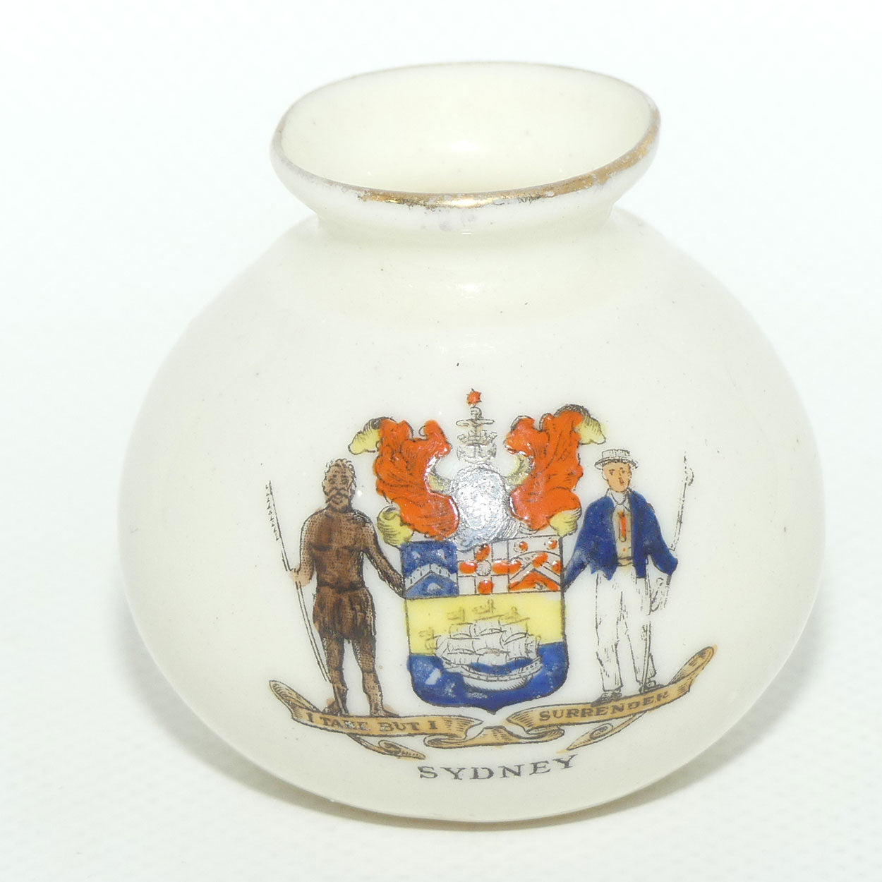 Late Foley Shelley miniature vase Sydney | I take but I Surrender | c.1900