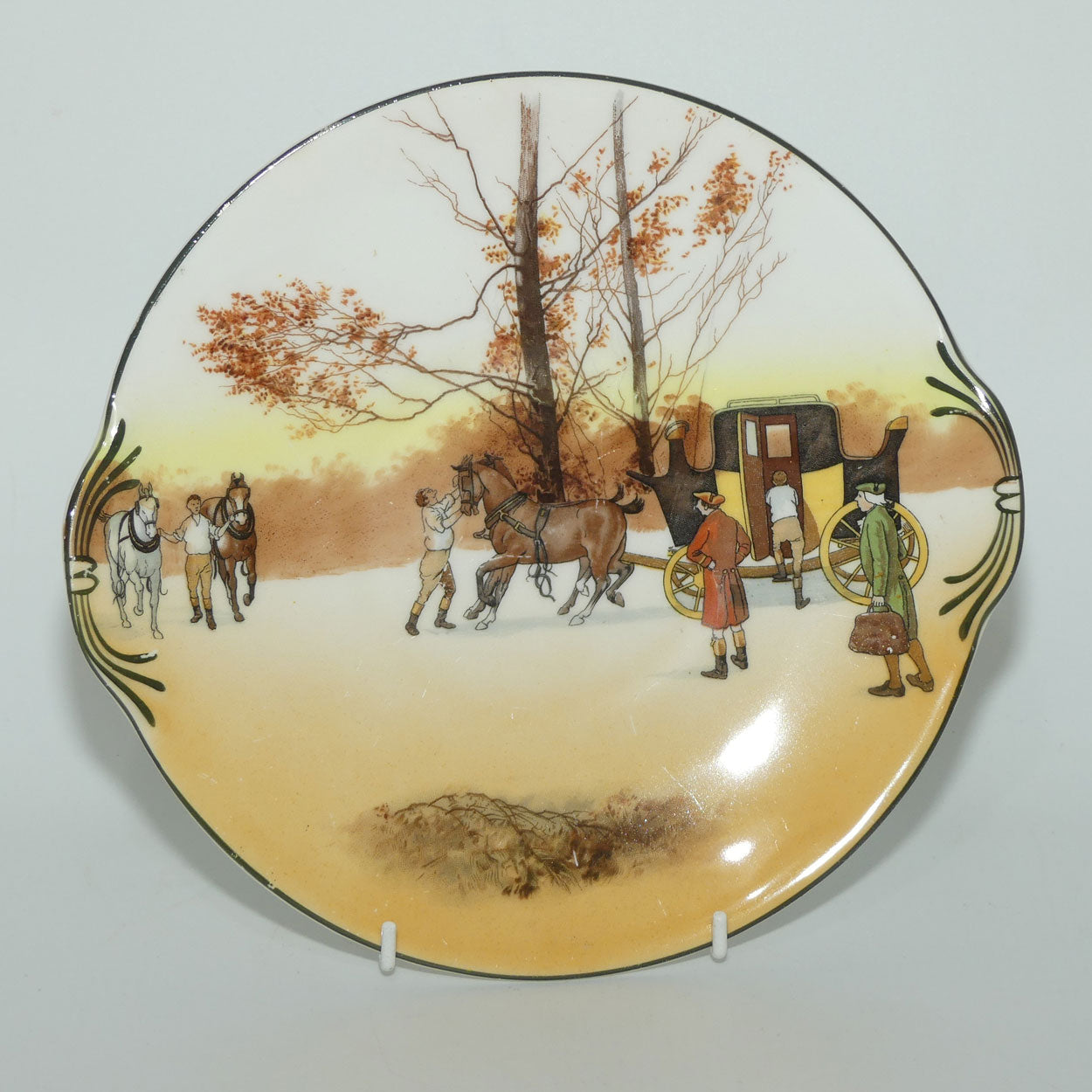 Royal Doulton Coaching Days tab handle sandwich plate E3804 | 22.5cm