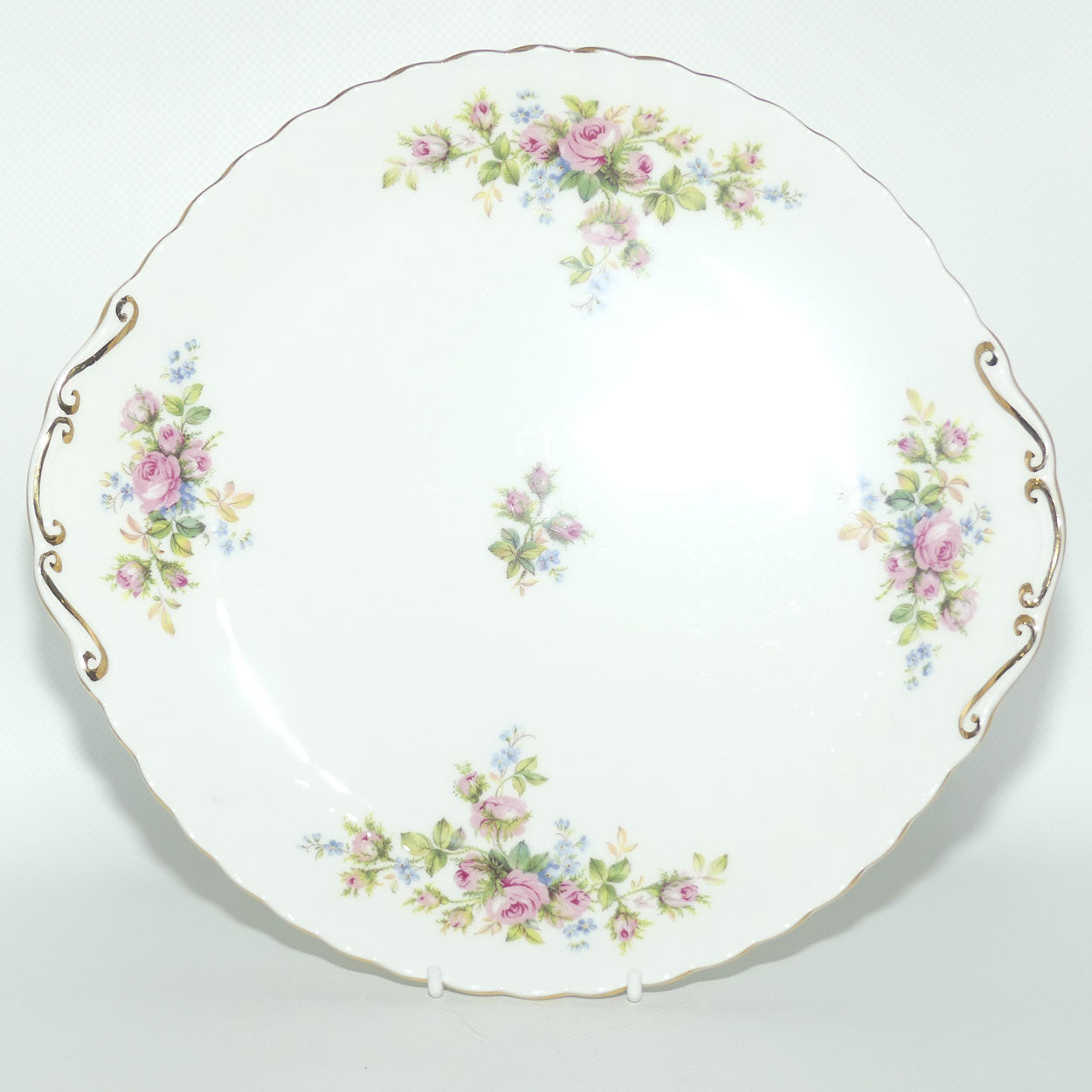 Royal Albert Bone China England Moss Rose handled cake plate | 25cm diam