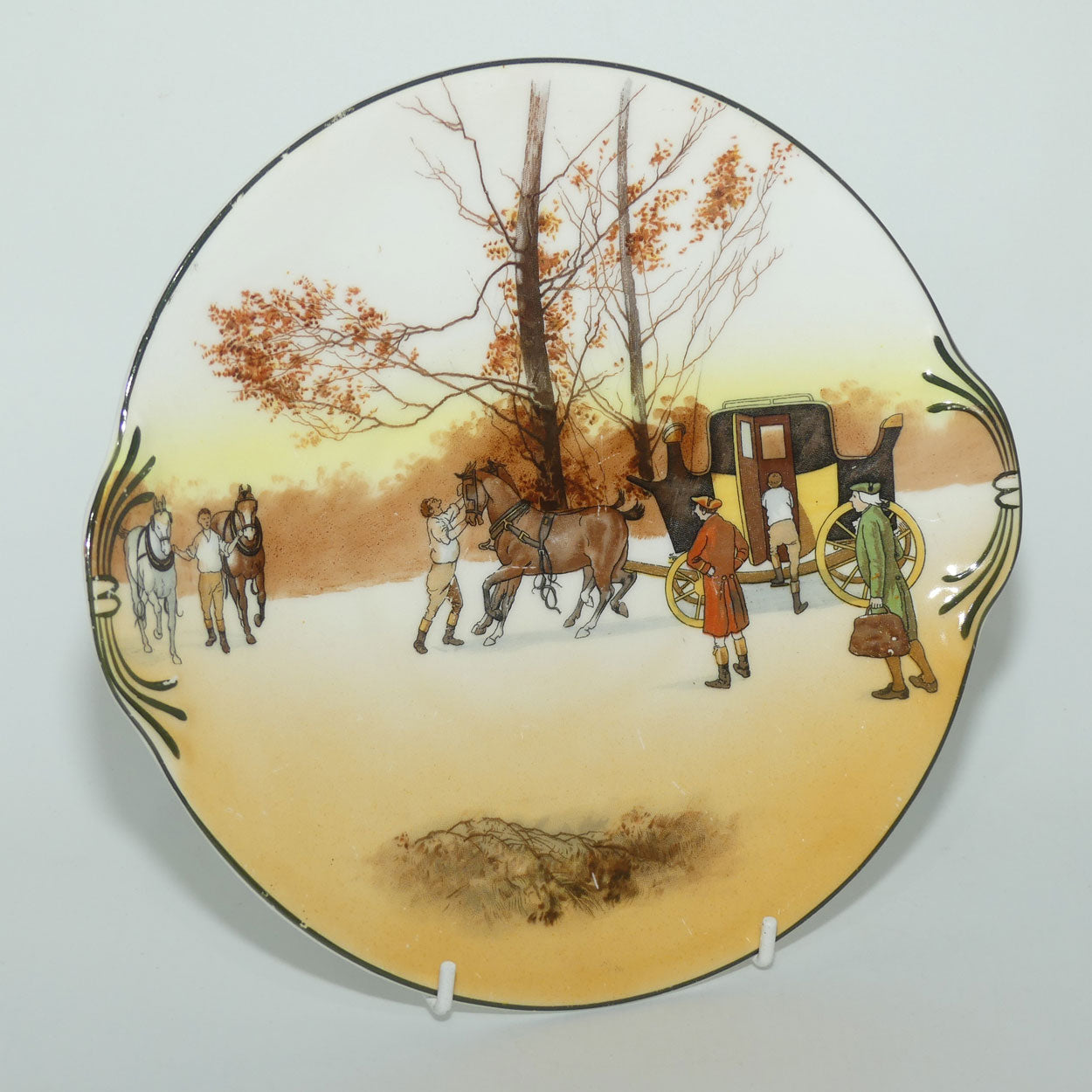 Royal Doulton Coaching Days tab handle sandwich plate E3804 | 22.5cm