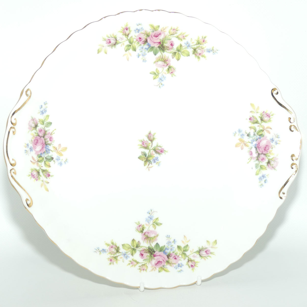 Royal Albert Bone China England Moss Rose handled cake plate | 25cm diam