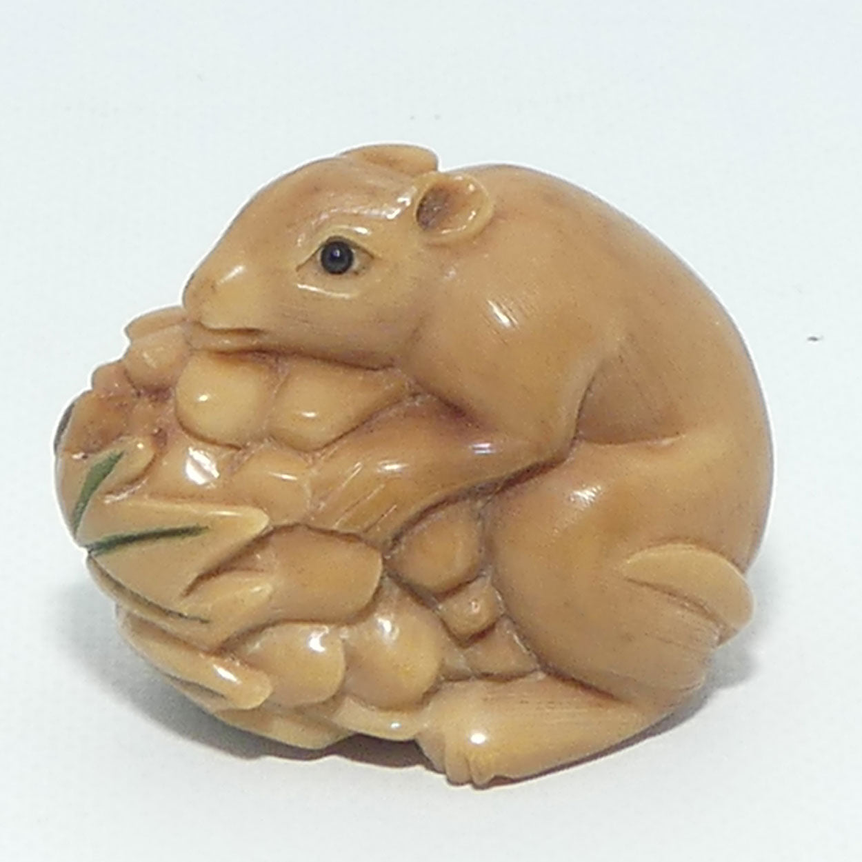 Japanese Carved Tagua Nut | Rat Okimono