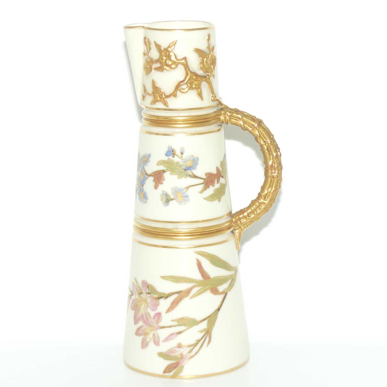 Royal Worcester Blush Ivory hand painted tall conical jug