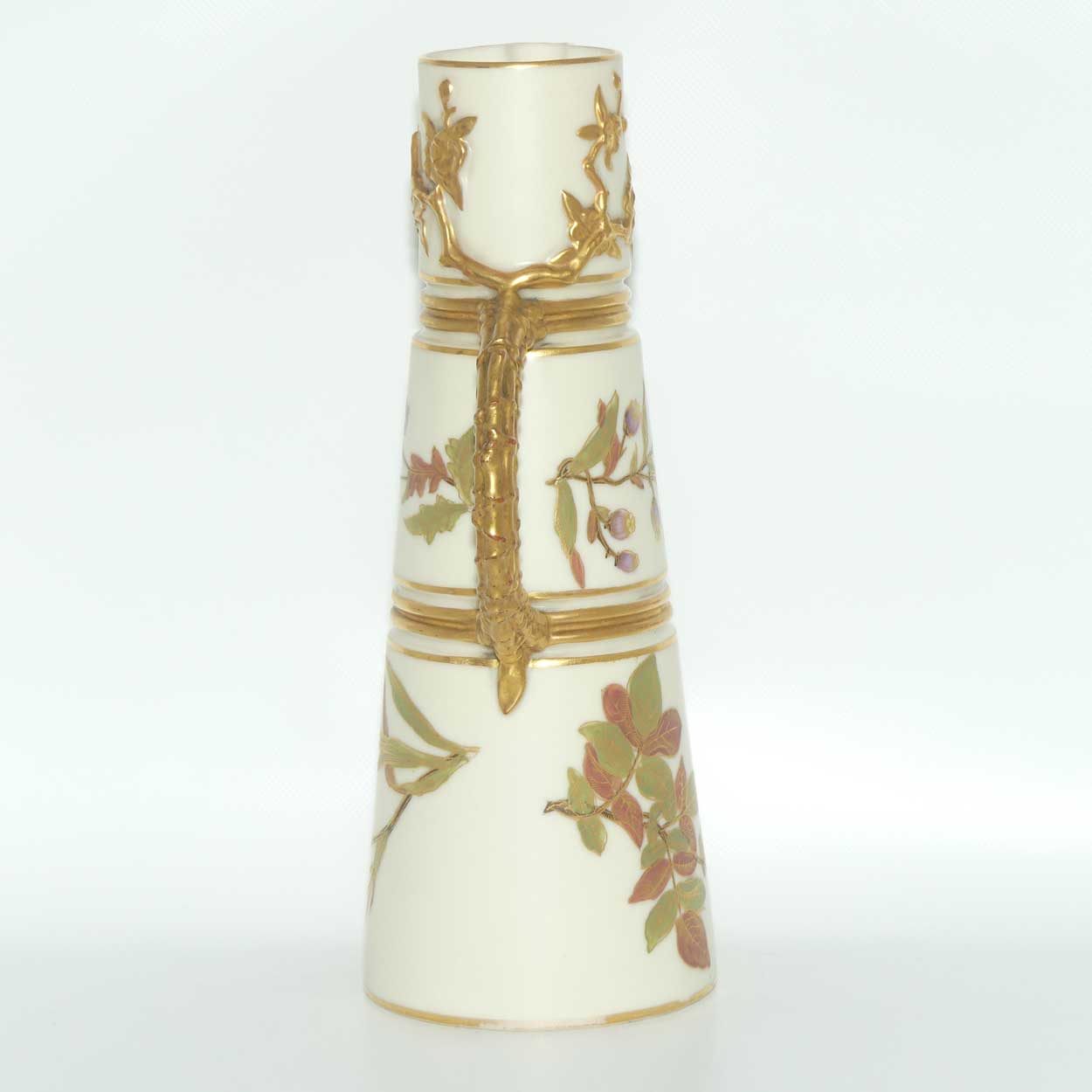 Royal Worcester Blush Ivory hand painted tall conical jug
