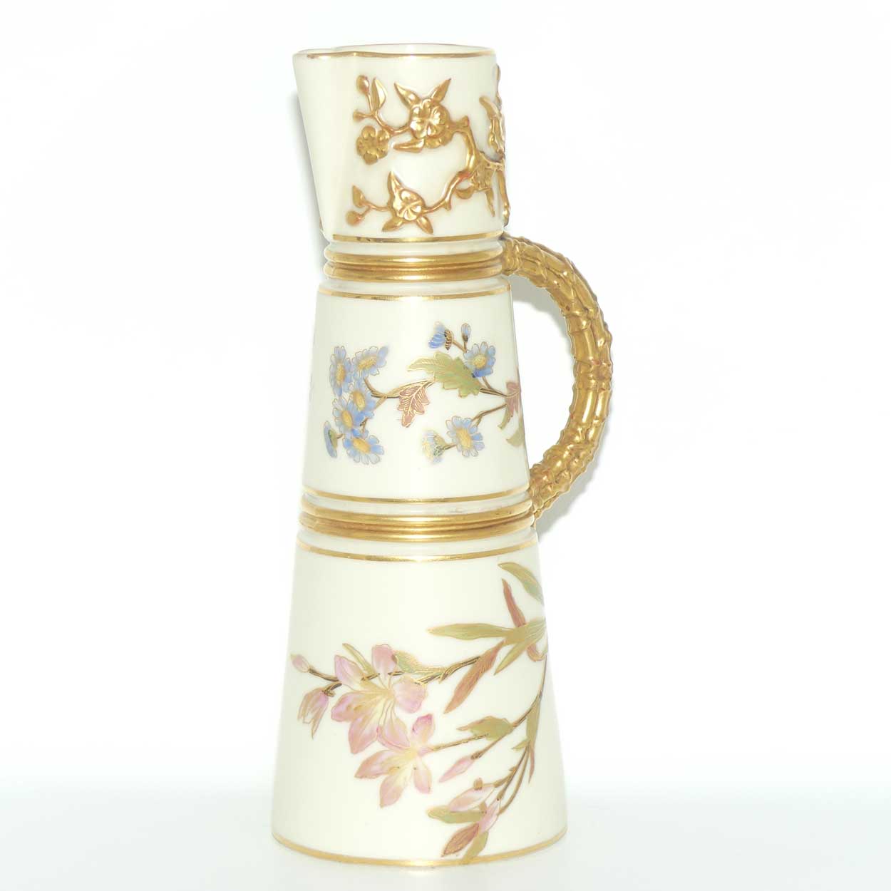 Royal Worcester Blush Ivory hand painted tall conical jug