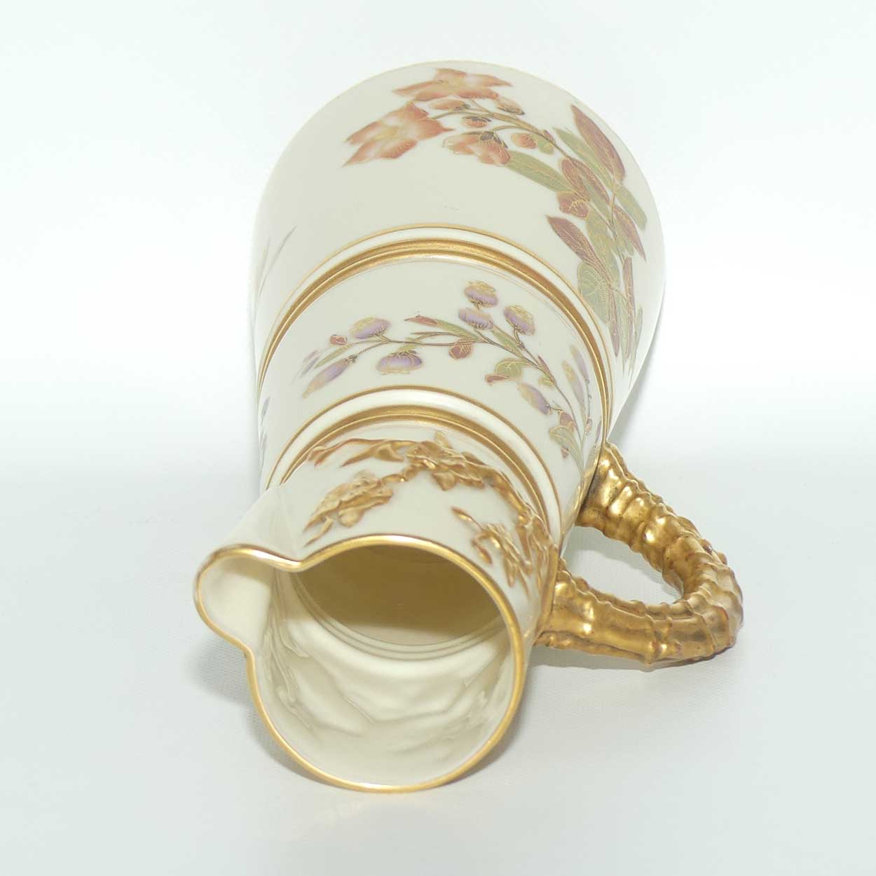 Royal Worcester Blush Ivory hand painted tall conical jug