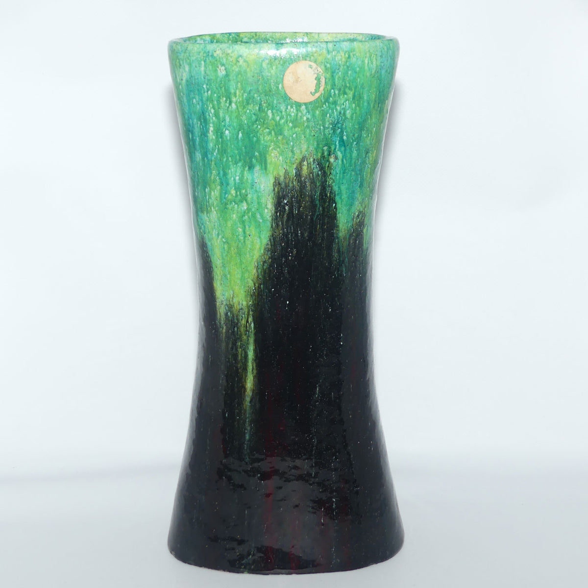 Marcello Fantoni Italy tall vase | 37cm | Green transition Glaze | Mid Century Design