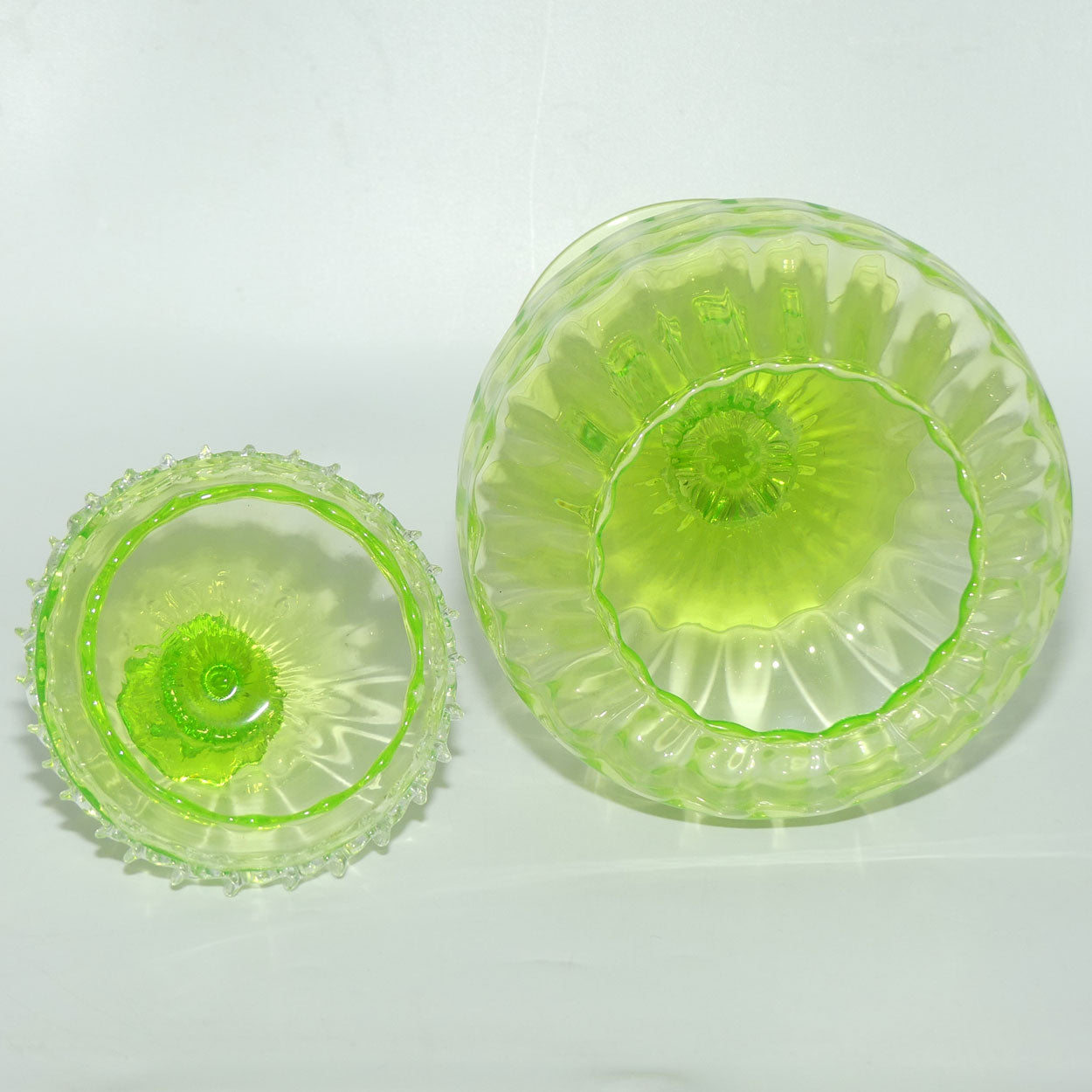 Mid Century Modern Uranium Glass Empoli Bonbon Jar | 32cms tall