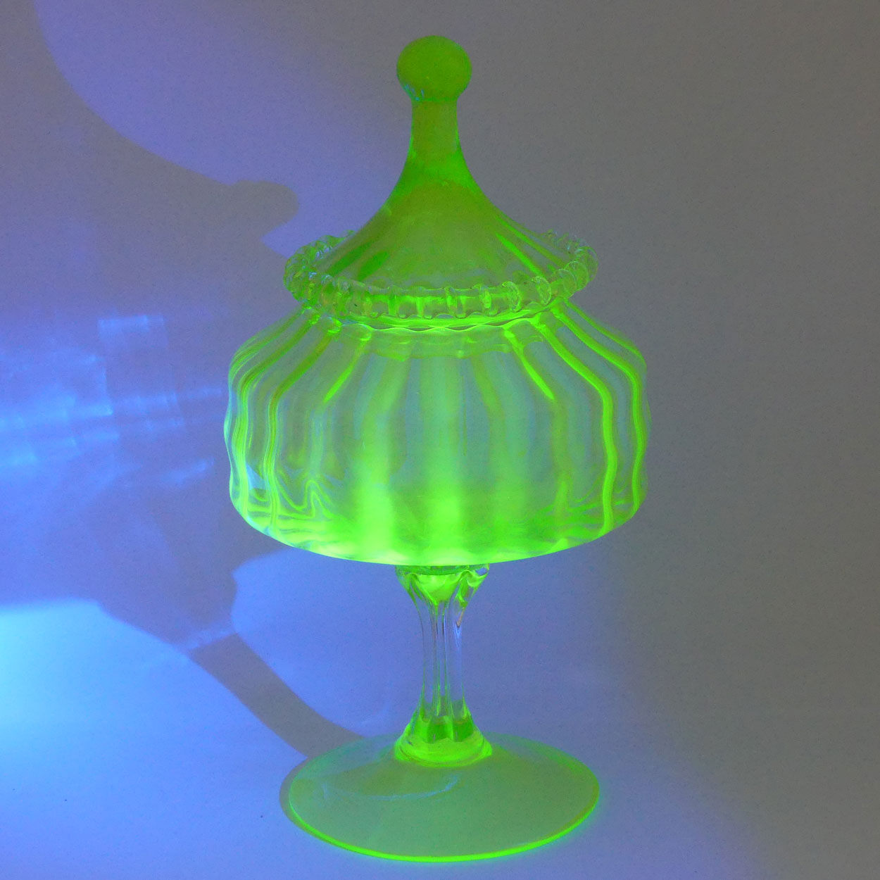 Mid Century Modern Uranium Glass Empoli Bonbon Jar | 32cms tall