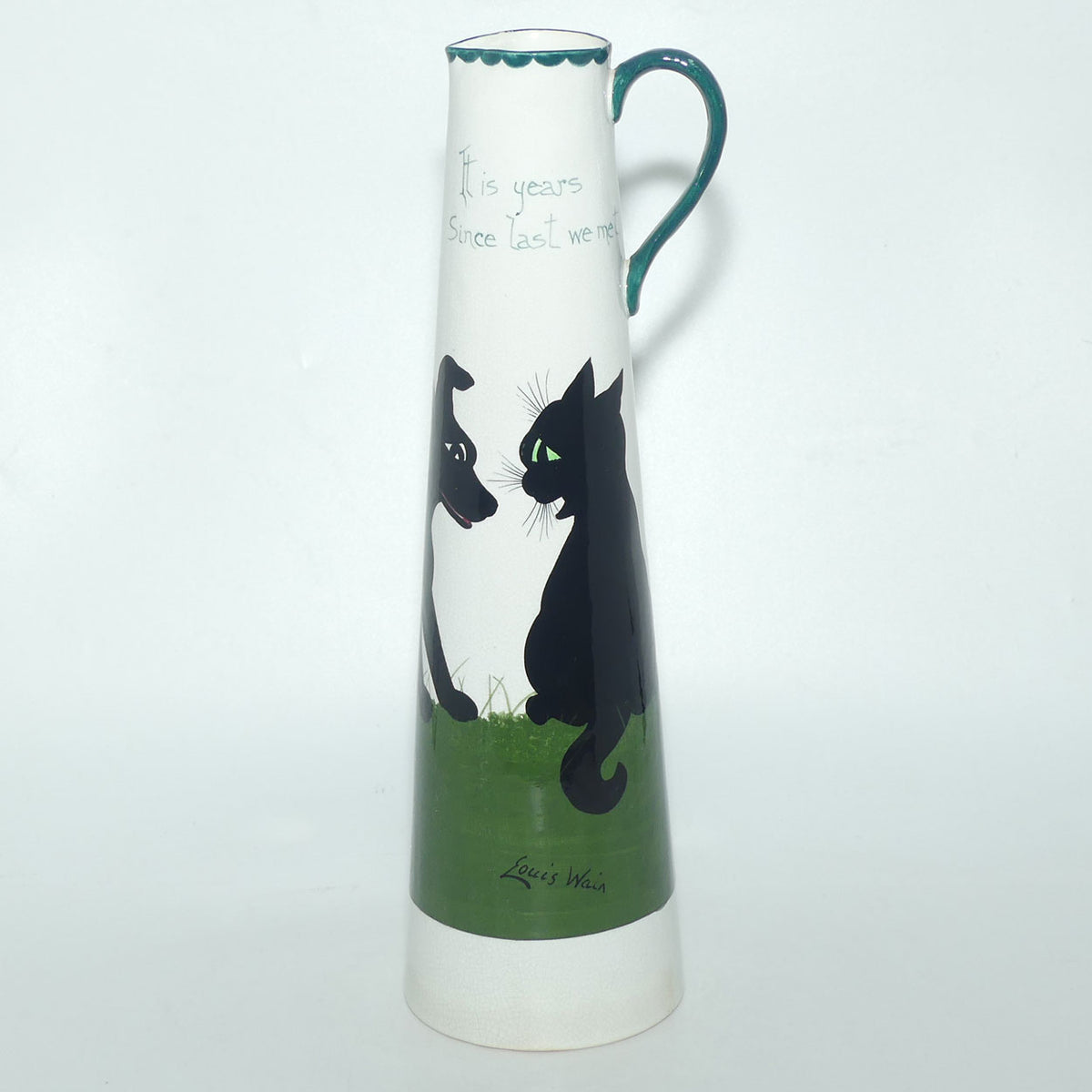 The Bristol Cat and Dog Pottery tall ewer | decorated by Louis Wain
