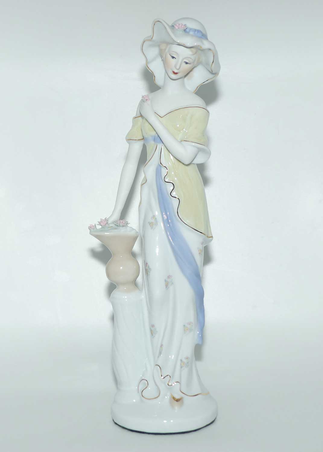 Mid Century Tall Lady figure | Posed beside Urn in Garden