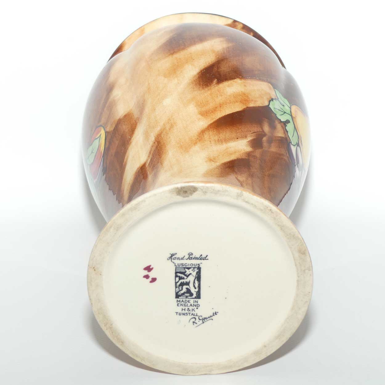 H & K Tunstall Hand Painted Luscious vase signed R Grocott | Rich colours | 25cm tall