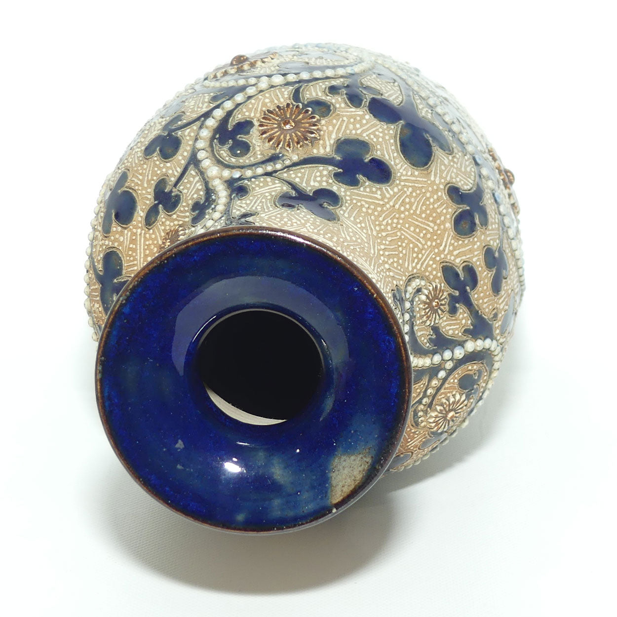 Royal Doulton George Tinworth stoneware tall slender vase