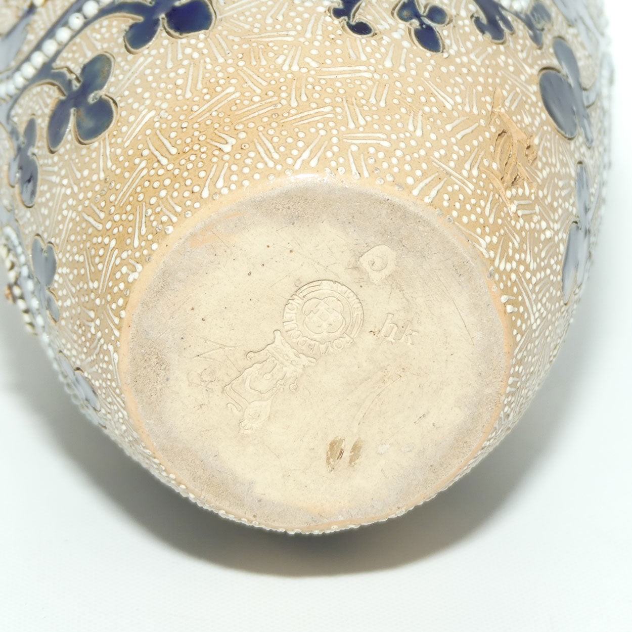 Royal Doulton George Tinworth stoneware tall slender vase