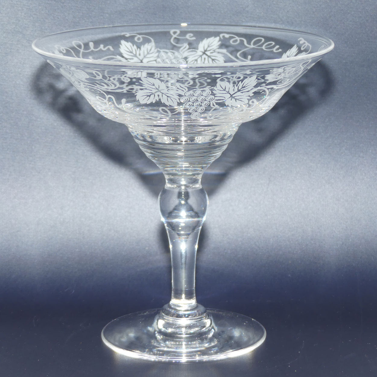 Stuart Crystal England compote | Acid Etched Grape and Vine design
