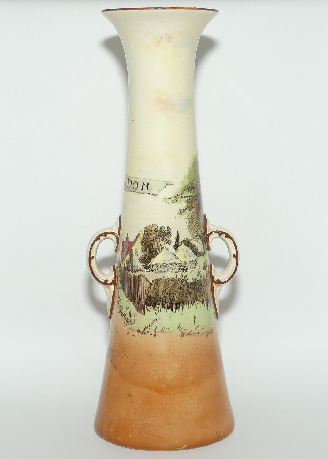 Royal Doulton Sir Roger De Coverley tall twin handle vase D3418 | The Spectators return to Town
