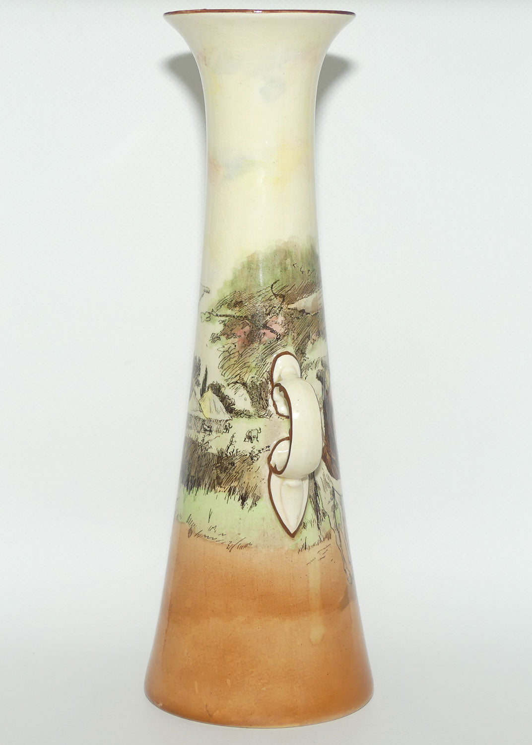 Royal Doulton Sir Roger De Coverley tall twin handle vase D3418 | The Spectators return to Town