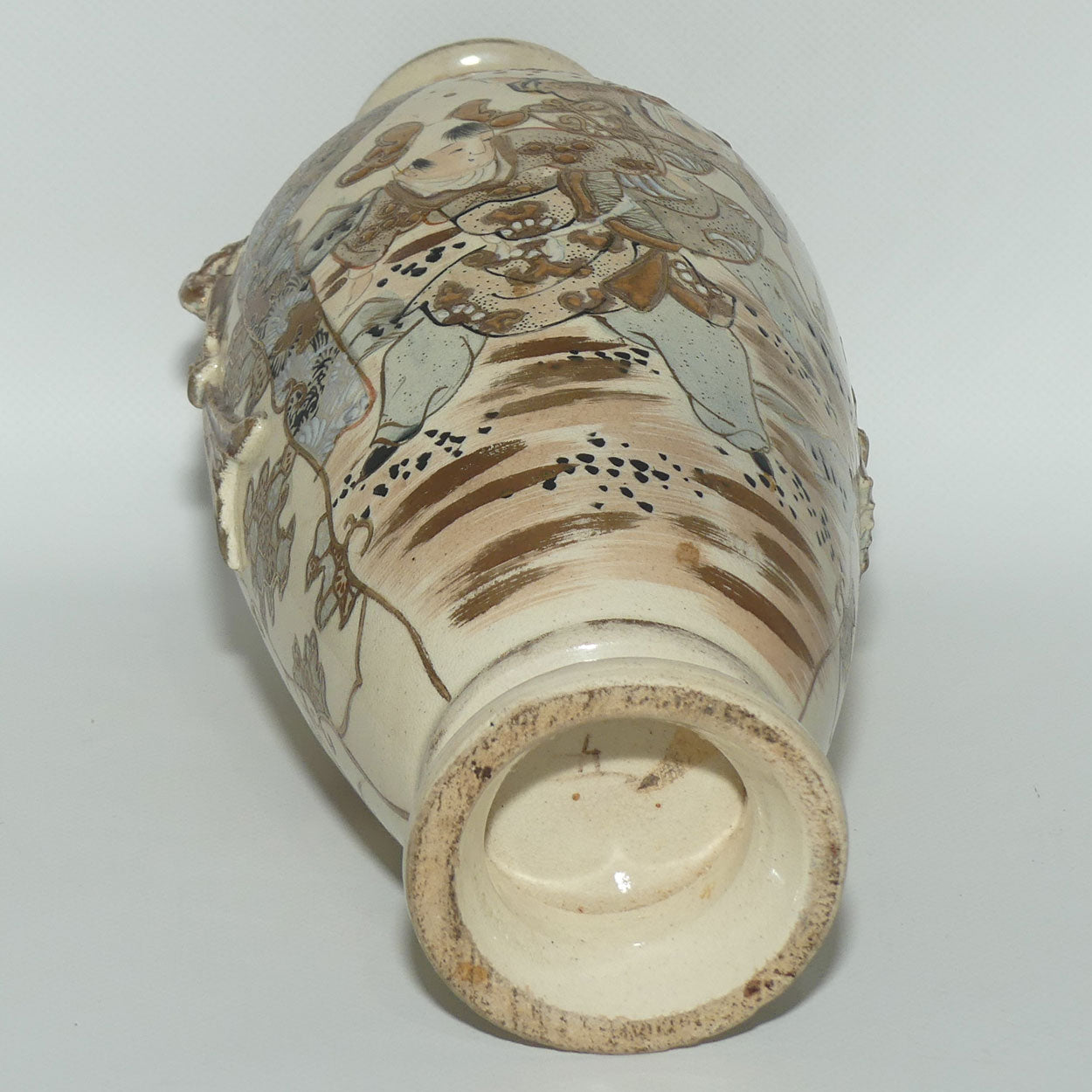 Fine Export quality Japanese Satsuma vase with moulded Elephant handles