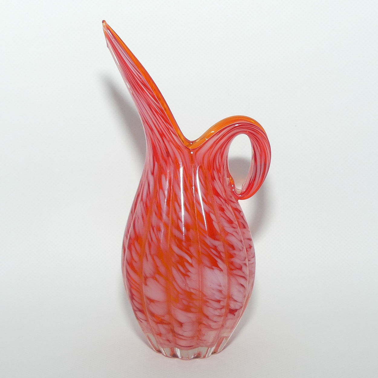 Vintage Lefton Art Glass Tangerine and White jug