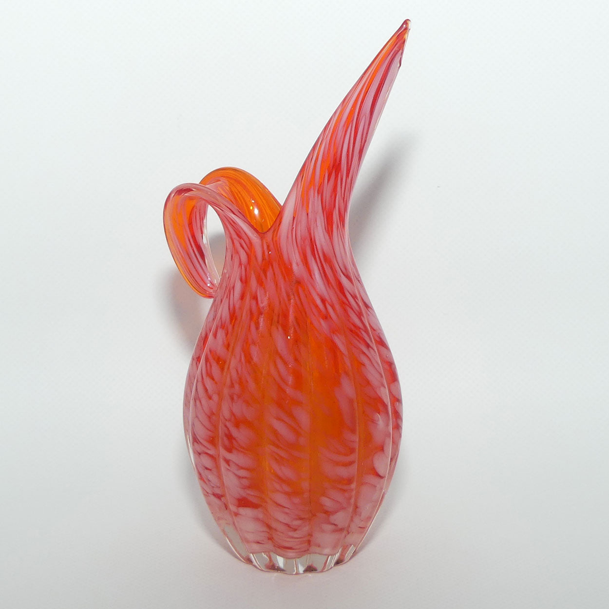 Vintage Lefton Art Glass Tangerine and White jug