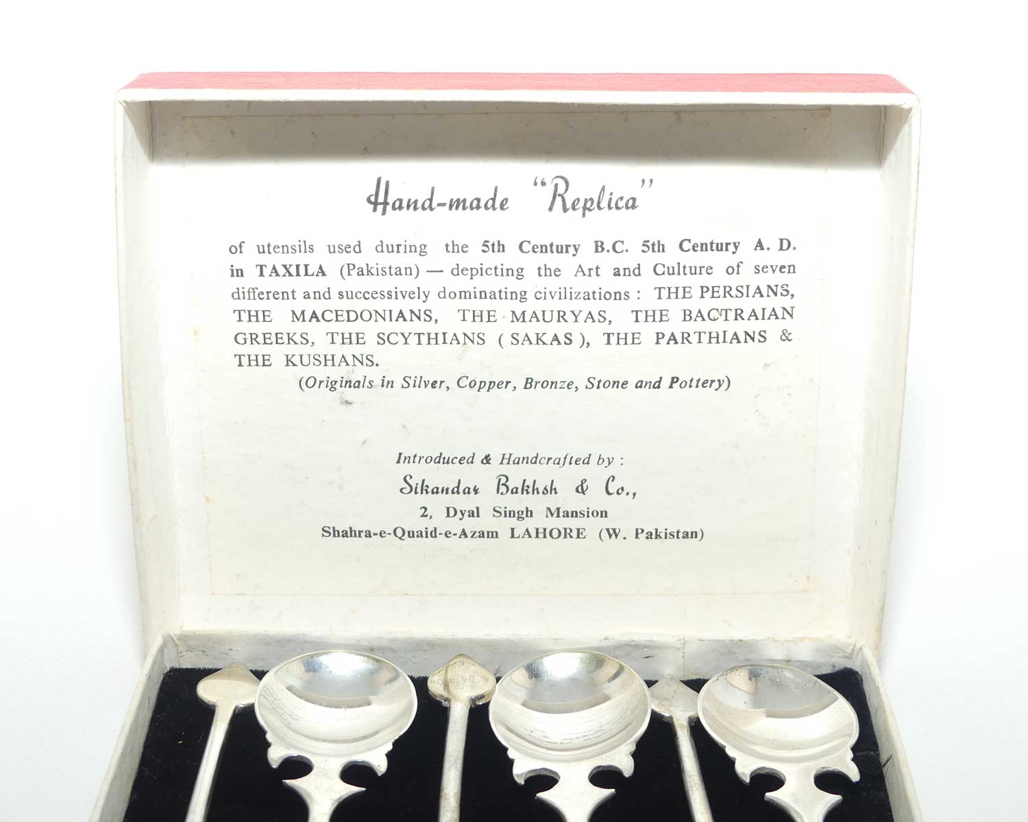 Boxed set of 6 Silver Plated Ancient Style Pakistan Spoons | Utensils