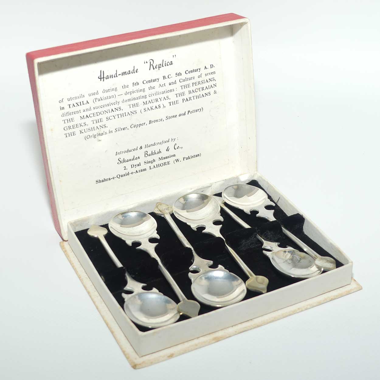 Boxed set of 6 Silver Plated Ancient Style Pakistan Spoons | Utensils