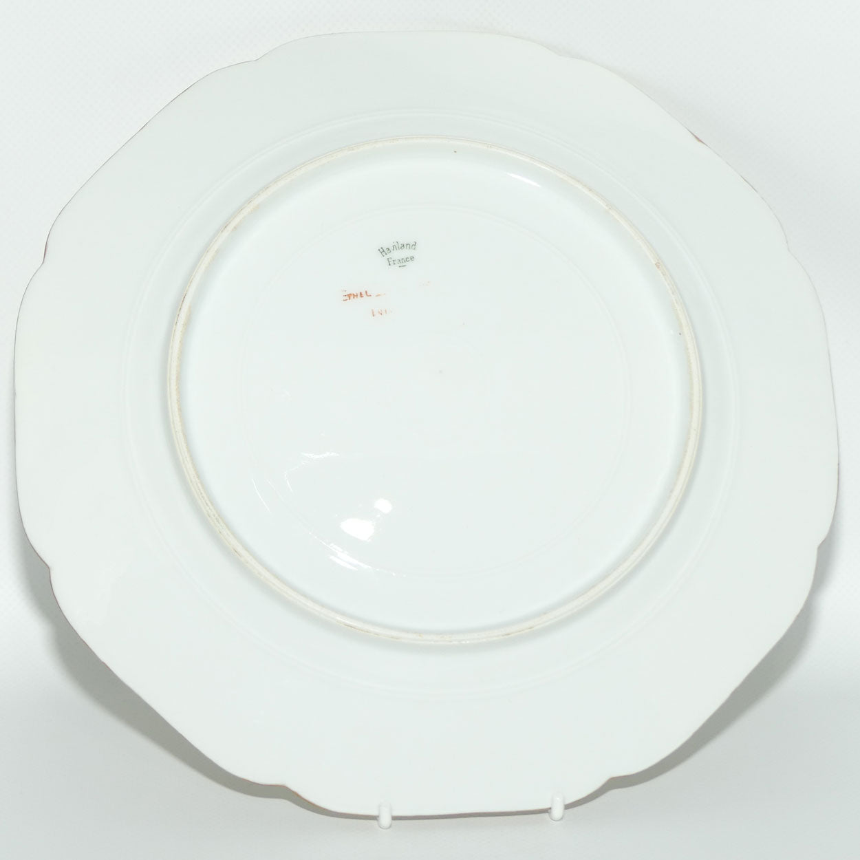 Early Australian China Painted plate decorated with Birds and crested initials | 26cm | #3 | by Ethel L Thomas 1910