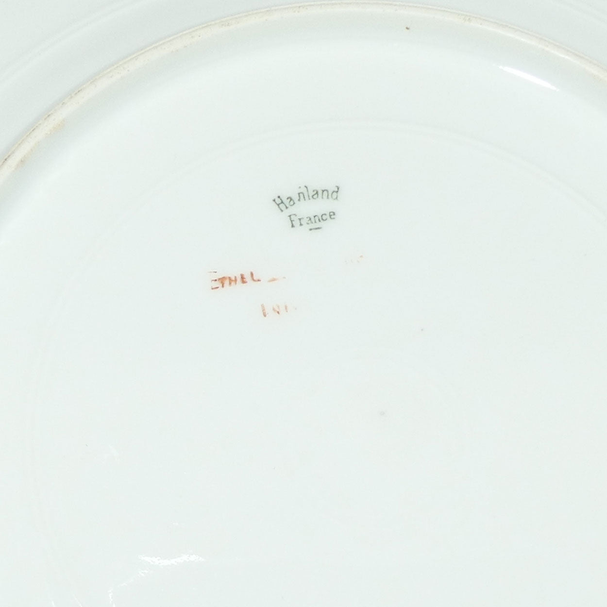 Early Australian China Painted plate decorated with Birds and crested initials | 26cm | #3 | by Ethel L Thomas 1910