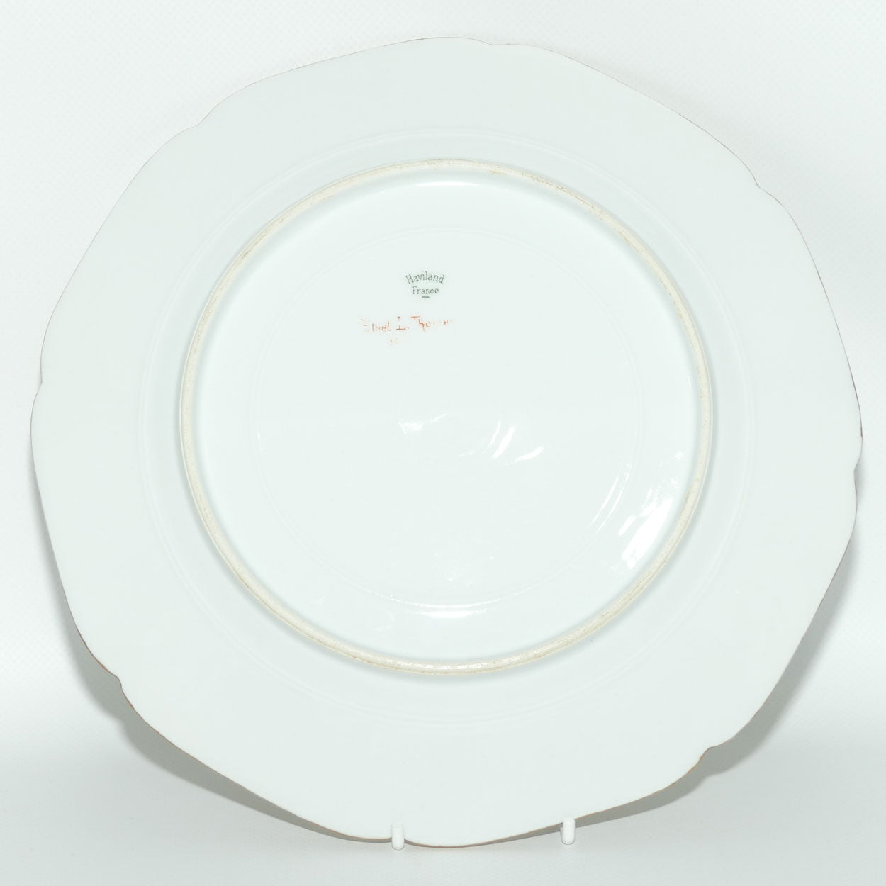 Early Australian China Painted plate decorated with Birds and crested initials | 26cm | #5 | by Ethel L Thomas 1910