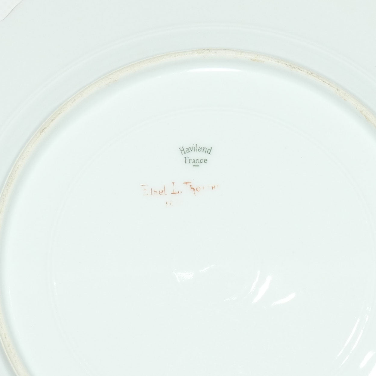 Early Australian China Painted plate decorated with Birds and crested initials | 26cm | #5 | by Ethel L Thomas 1910