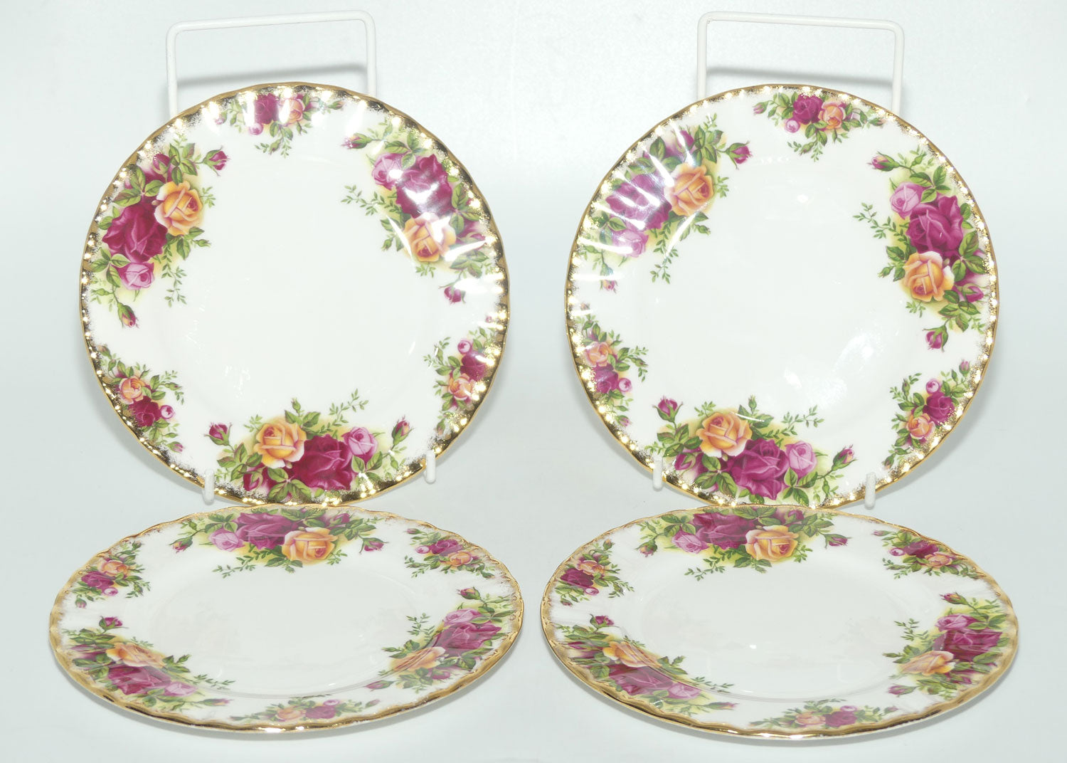 Royal Albert Bone China England Old Country Roses tea plate set of 4 | 16cm diameter |© 1962 Royal Albert Ltd backstamp