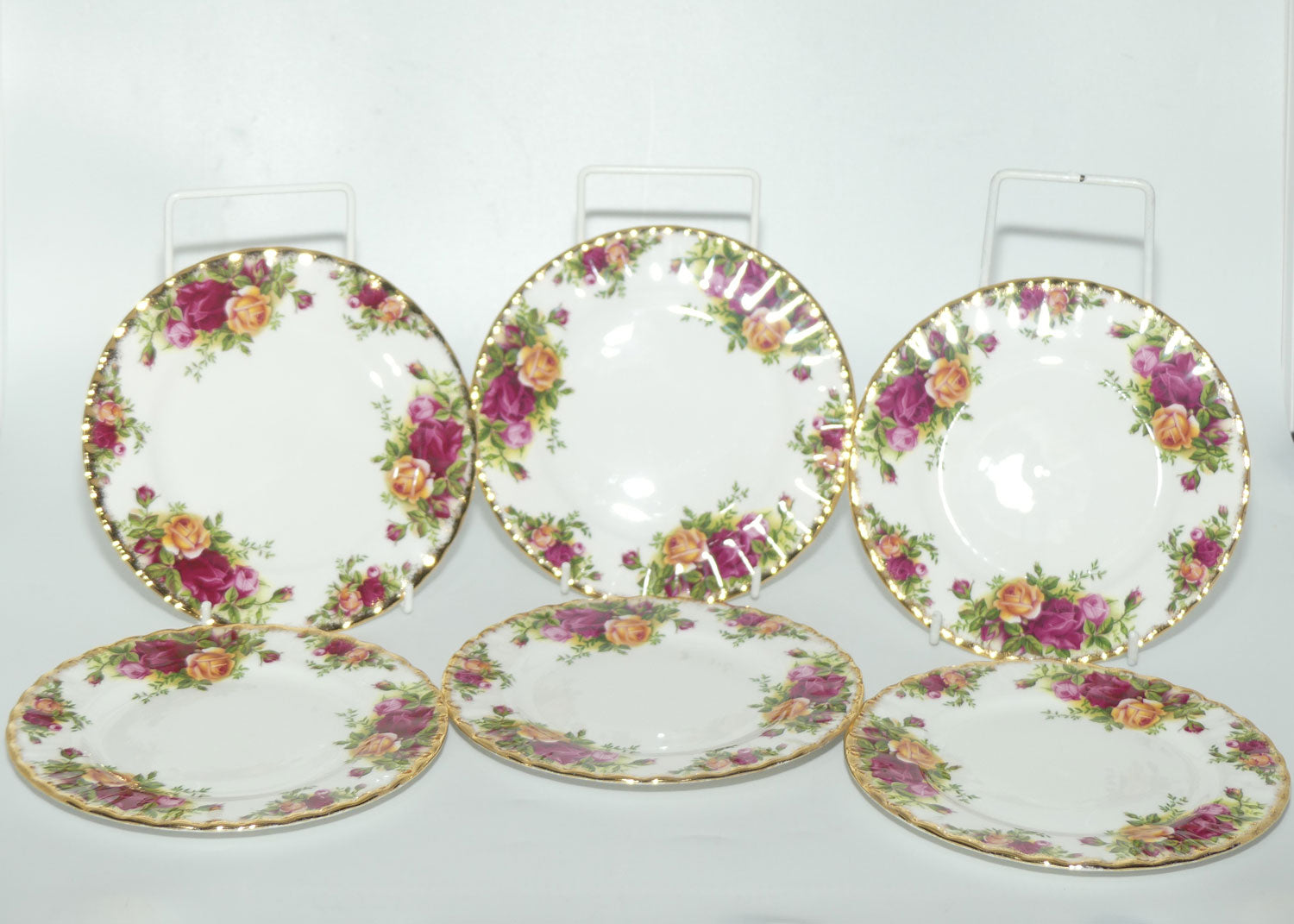 Royal Albert Bone China England Old Country Roses tea plate set of 6 | 16cm diameter |© 1962 Royal Albert Ltd backstamp