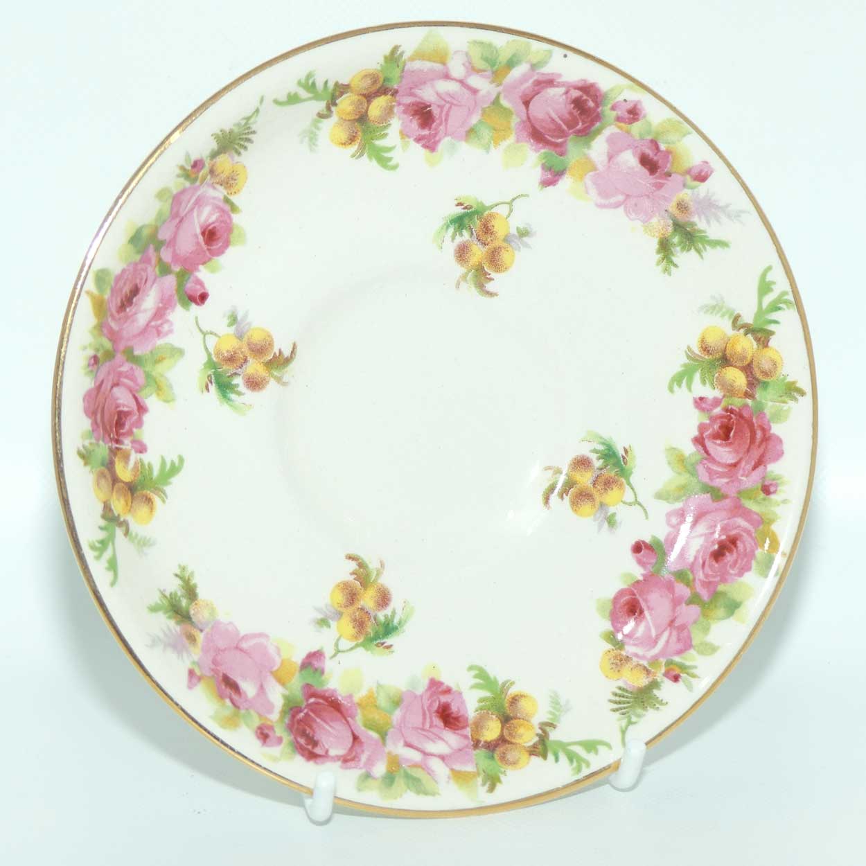 Royal Doulton Roses and Wattle tea trio