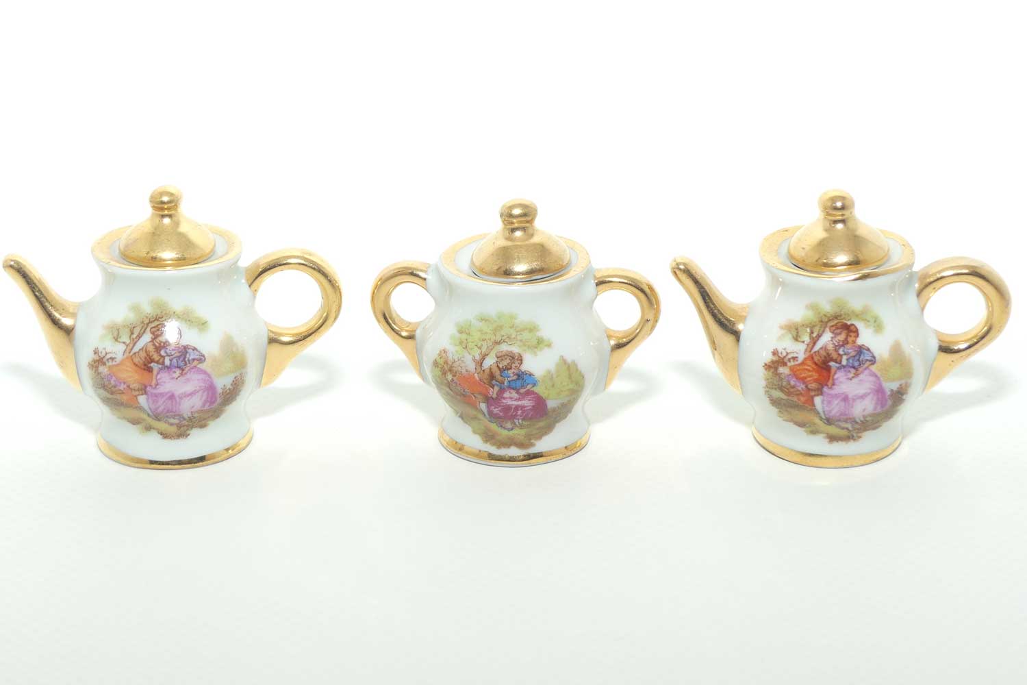 Limoges France collection of 3 tea service items | White and Gold