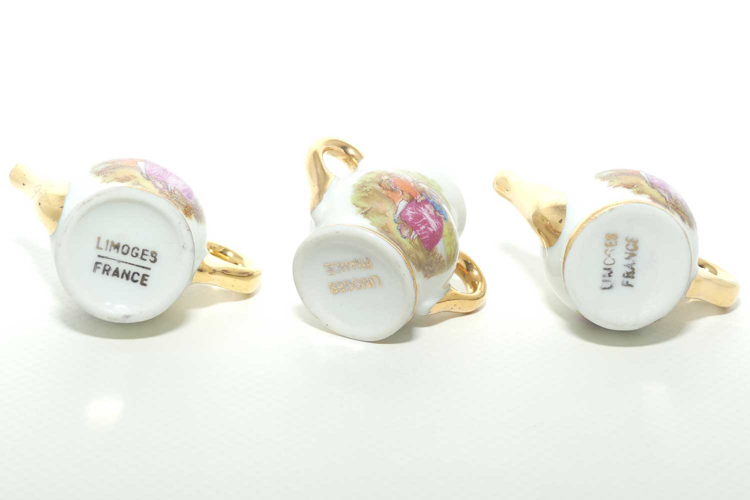 Limoges France collection of 3 tea service items | White and Gold