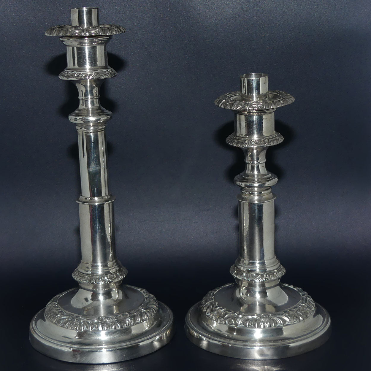 Pair of Old Sheffield Plate telescopic candlesticks