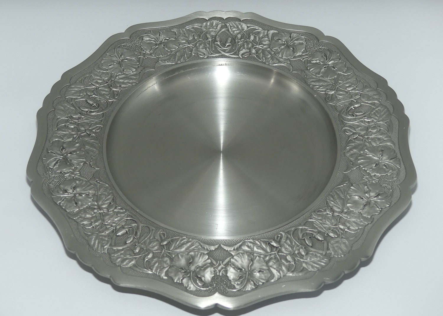 Tumasek Pewter floral decorated display plate