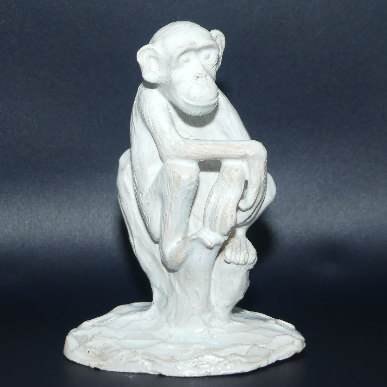 Vintage White Glazed on Terracotta Seated Monkey
