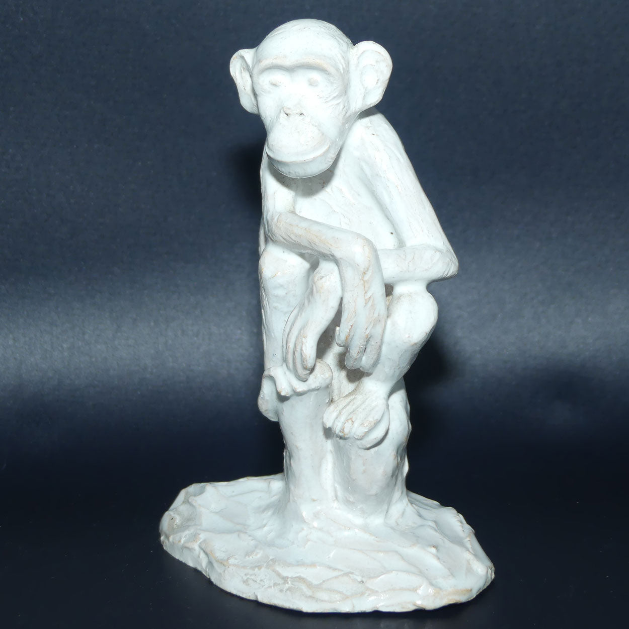 Vintage White Glazed on Terracotta Seated Monkey