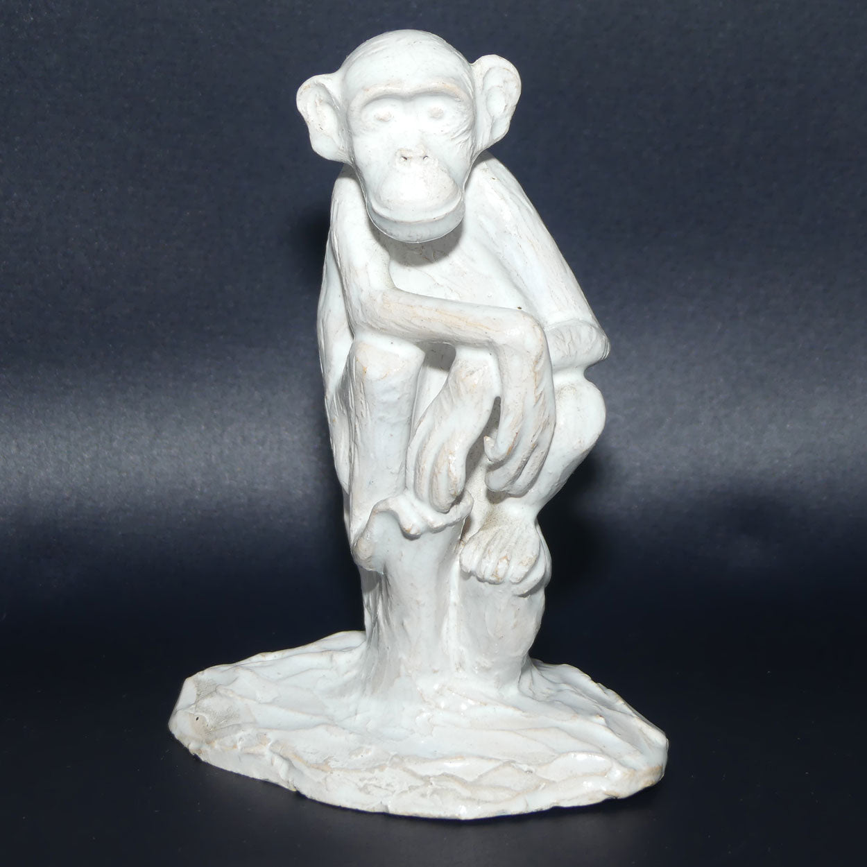 Vintage White Glazed on Terracotta Seated Monkey