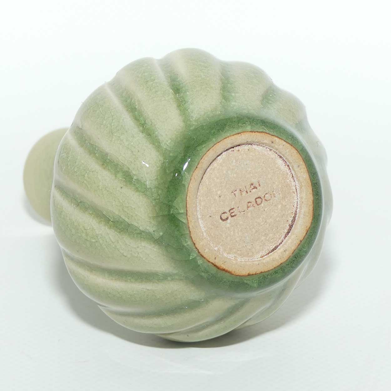 Thai Celadon vase | Gadrooned base | 11.5cm