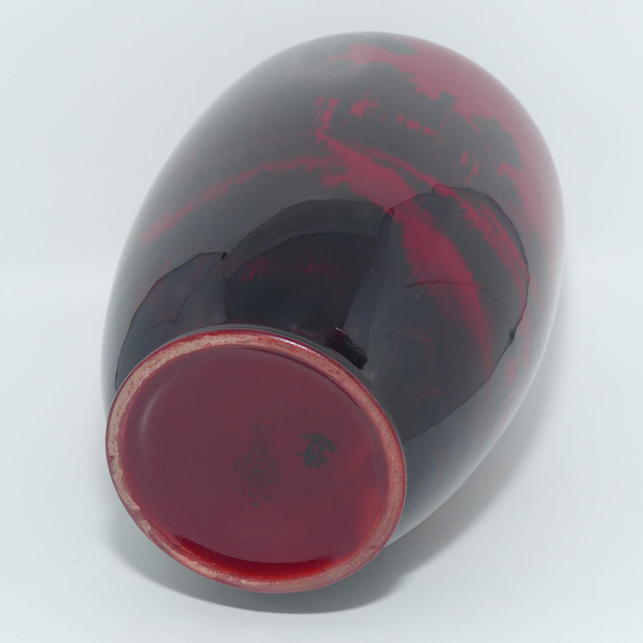 Royal Doulton Flambe ovoid vase | Country Cottages and Lake | signed Fred Moore