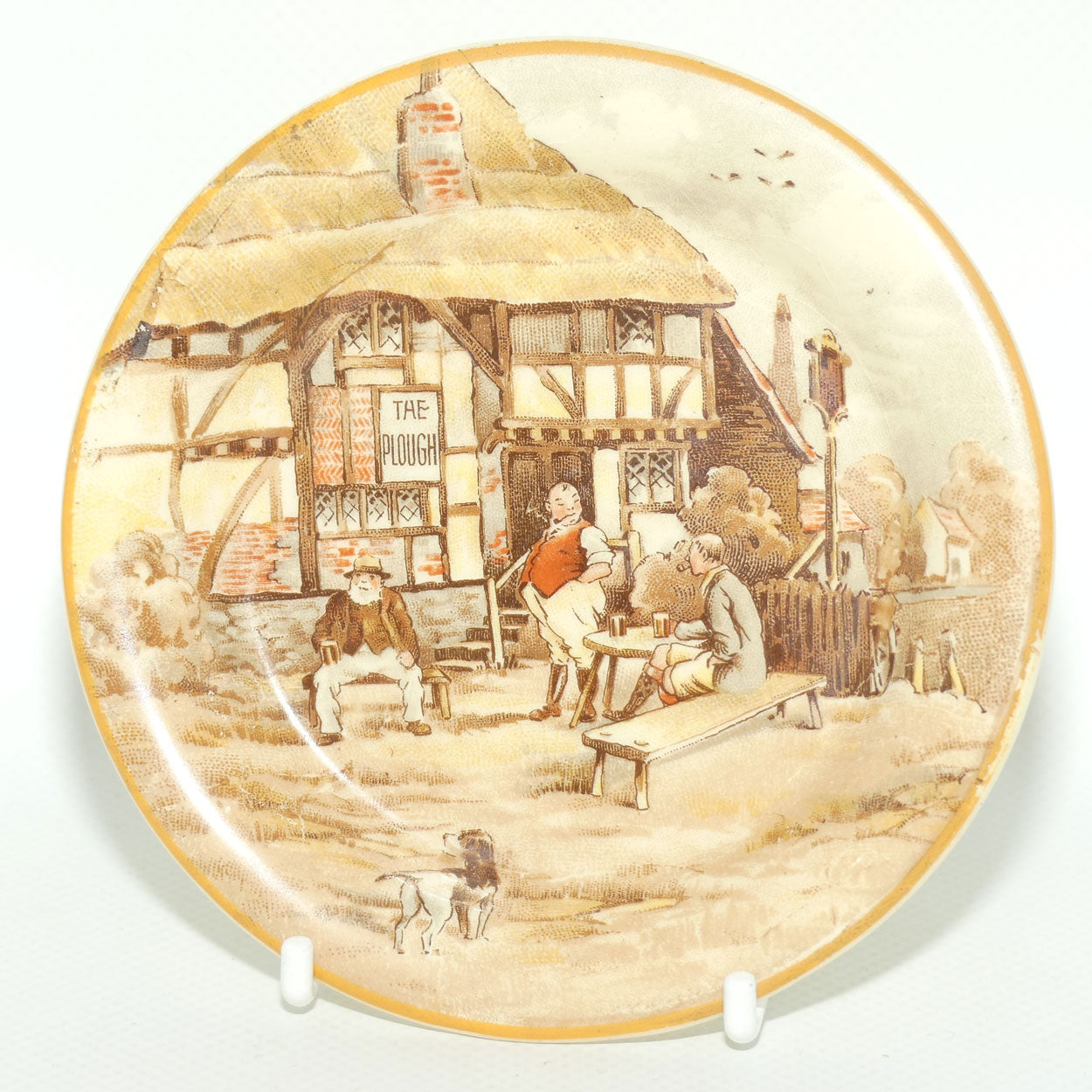 New Hall Hanley dish | English Country scene depicting The Plough Inn