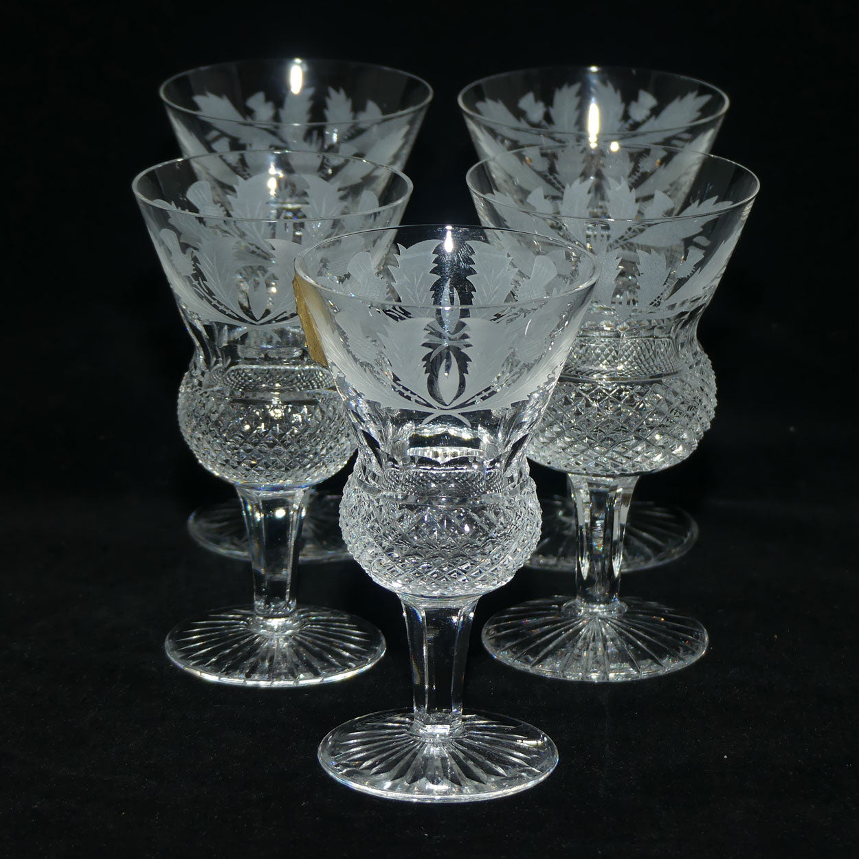 Edinburgh Crystal Thistle pattern set of 5 Sherry | Wine Glasses | 11cm | 60ml