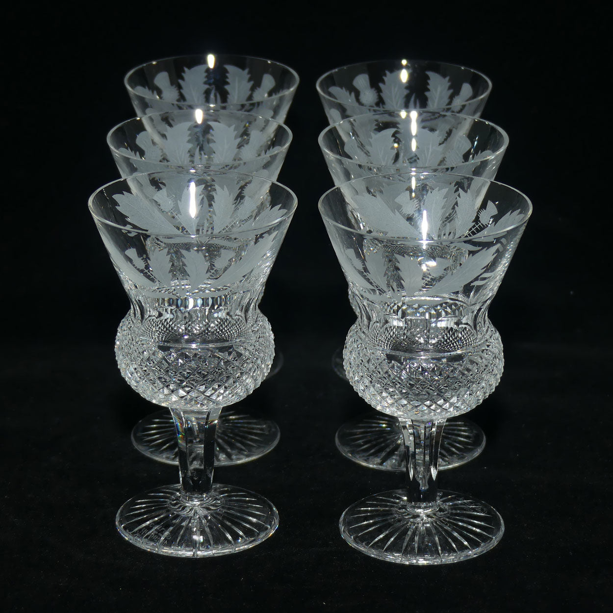 Edinburgh Crystal Thistle pattern set of 6 Sherry | Wine Glasses