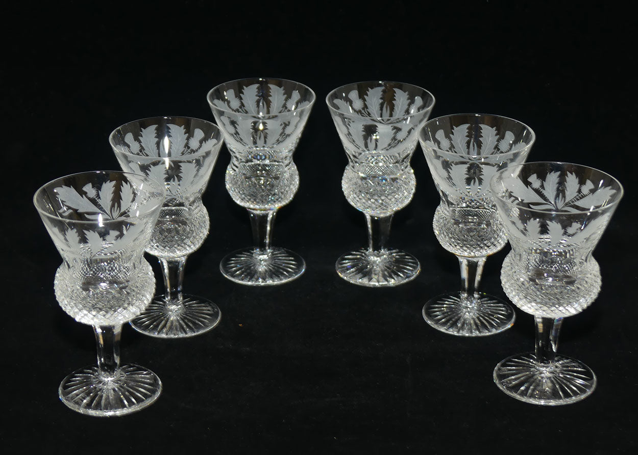 Edinburgh Crystal Thistle pattern set of 6 Sherry | Wine Glasses | 11cm | 60ml