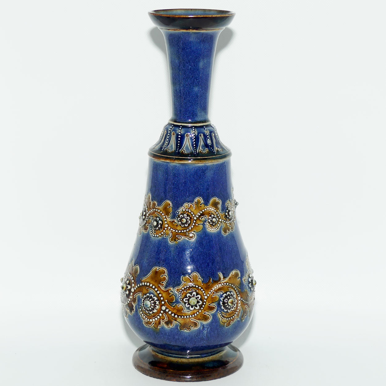 Doulton Lambeth George Tinworth Blue and Brown vase c.1877