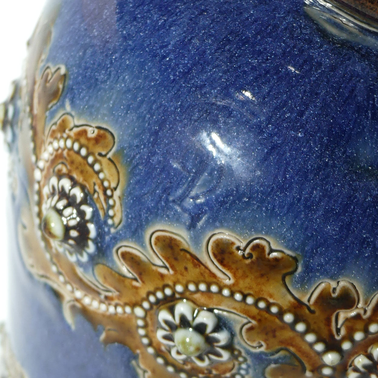 Doulton Lambeth George Tinworth Blue and Brown vase c.1877