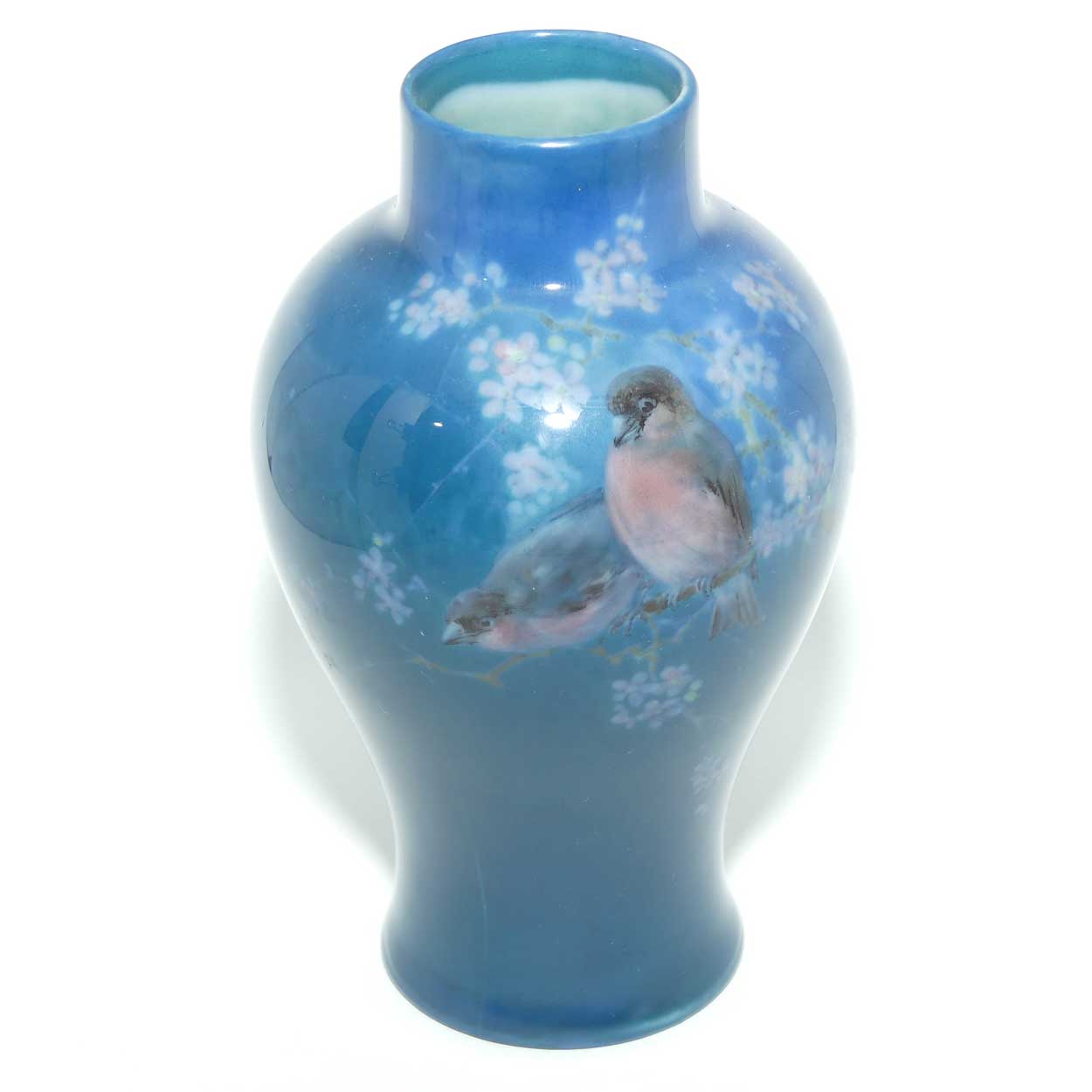 Royal Doulton Titanian hand painted Bullfinches vase | Arthur Eaton
