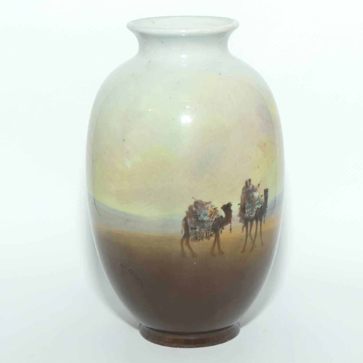 Royal Doulton Titanian Glaze hand painted Desert Scenes vase | H Allen